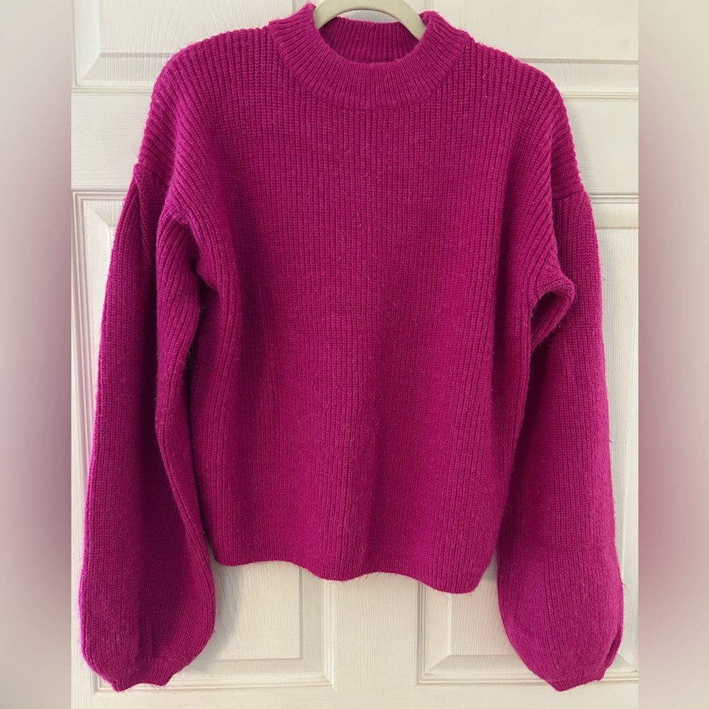 Magenta Mock Neck Cozy Sweater